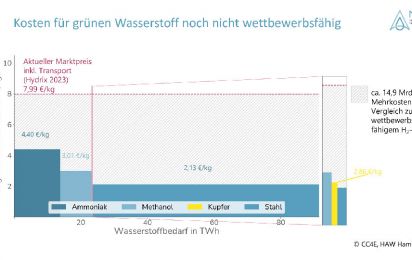Grüner Wasserstoff für die Industrie Hoher Bedarf, Herstellungskosten in Deutschland aber noch zu hoch