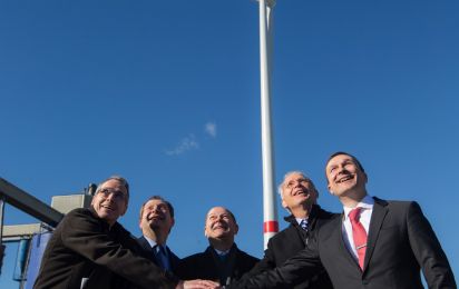 Municipal power supply company Hamburg Energie opens its three latest wind turbines