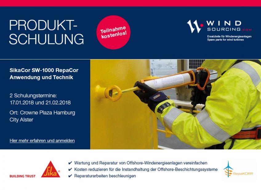 Schulung für revolutionären Korrosionsschutz für Windenergieanlagen "SikaCor SW-1000 RepaCor" in Hamburg